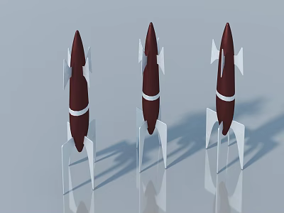 Three 3D Rendered Swing Door Models with Brown Body White Stripes and Gray Background Reflections 3d model