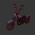 Blue Custom Motorcycle With Vintage Graphics And Worn Tires Design