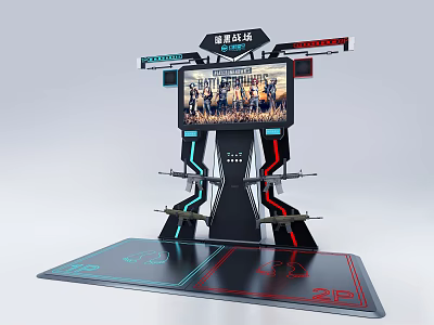 VR Gaming Experience Zone With Large Screen Stand And Interactive Floor Mats 3d model