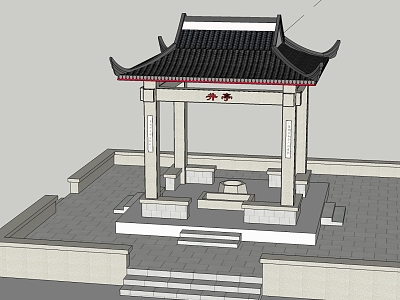 Chinese style pavilion ancient pavilion archway model