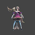 Fantasy Female Character With Purple Shell Dress Mermaid Tail And Bow Arrow