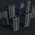 Modern Multiple High Rise Residential Buildings Exterior View In Urban Area