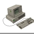 Vintage Computer Setup Featuring Green Screen CRT Monitor Keyboard And Gray Main Unit
