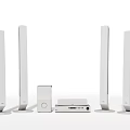 Sleek White Home Theater Speaker System With Tall Standing Speakers Center Speaker And Receiver