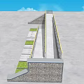 Municipal Road Design With Sloped Ramp Railings Grass Strips And Sidewalk