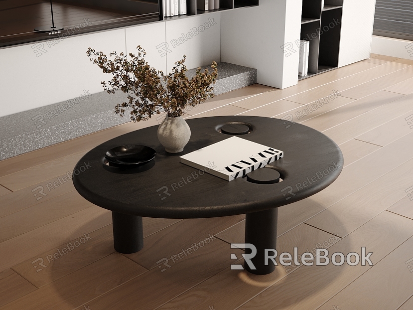 Mid-ancient oval coffee table model