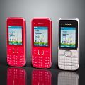 Nokia Feature Mobile Phones in Red and Silver Colors Display Screen