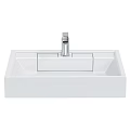 Modern Minimalist White Washbasin With Sleek Design And Chrome Faucet