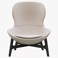 Modern Beige Leather Accent Chair With Stitched Details And Wooden Legs Design
