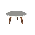 Modern Round Coffee Table With White Tabletop And Wooden Legs 3d model