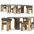 Modern Dining Table And Chairs Set With Marble Tabletop Wooden Frame And Upholstered Seats