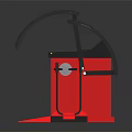 Red And Black Industrial Mechanical Equipment With Arched Component And Pedal Base Stand