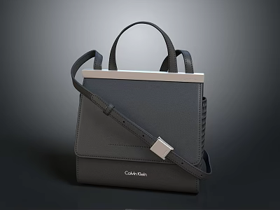 Sleek Black Handbag with Silver Frame and Adjustable Shoulder Strap for Daily Use 3d model