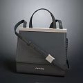 Sleek Black Handbag with Silver Frame and Adjustable Shoulder Strap for Daily Use 3d model