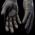 Realistic Leather Gloves With Stitches Against Black Background 3d model