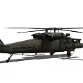 Military Green Utility Helicopter With Rotor Blades And Cockpit Equipment
