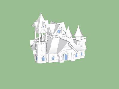 Classic Ancient Architecture With White Exterior Spires Towers And Arched Windows 3d model