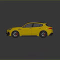 Yellow Maserati Sports Sedan With Black Roof Alloy Wheels And Red Brake Calipers