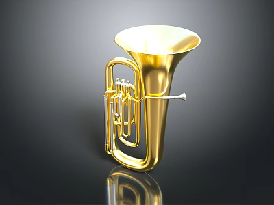 Music equipment copper small size trombone music equipment realistic 3d model