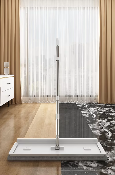 Contemporary Interior Space Featuring Sheer Curtains White Cabinet Wooden And Marble Floors 3d model
