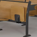 Public Chairs With Wooden Seats And Black Metal Frames Including Writing Tablets
