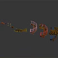Brown Wooden Spiral Staircase Components Display With Steps Railings And Posts