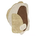 Modern Square Rug With Abstract Curved Lines And Neutral Brown Grey Tones Design