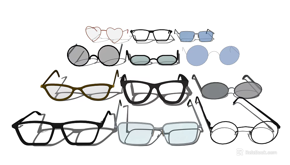 Trendy Eyeglasses Collection Featuring Various Styles Different Shapes And Fashionable Designs 3d model 