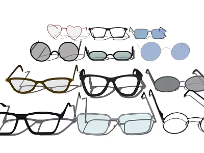 Trendy Eyeglasses Collection Featuring Various Styles Different Shapes And Fashionable Designs 3d model