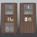 Wooden Wine Cabinet with Glass Doors Modern Design Wine Bottles and Number 29 Calendar