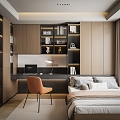 Modern Italian Tatami Bedroom Tatami Bedroom Wardrobe Bed Chair Computer Carpet 3d model