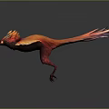 Mythical Phoenix Flying with Vibrant Red Orange Feathers Against Dark Background 3d model
