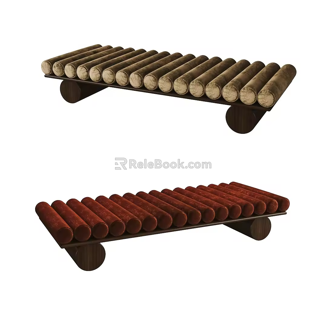 Modern Sofa Bench Fabric Square Sofa Bench 3d model