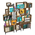 Organized Pet Supplies Display On Wooden Shelves With Colorful Products