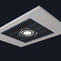 Modern Ceiling Design with Circular Central Light Black Lines and Recessed Lights 3d model