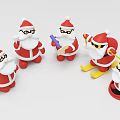 Multiple Santa Claus Dolls With Red Outfits Santa Hats Glasses And Accessories
