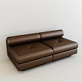 Modern Brown Leather Unique Shape Sofa With Curved Backrest And Double Seater Design 3d model