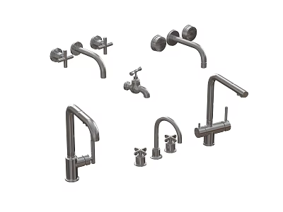 Different Types And Styles Of Modern Faucets For Home Kitchen Bathroom Use 3d model
