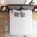 Comfortable Quilted White Mattress In Modern Bedroom With Gray Headboard And Nightstands