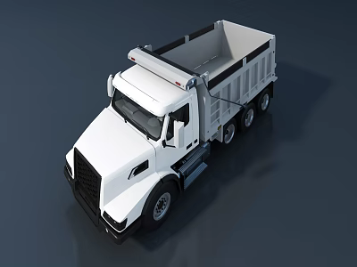 White Dump Truck With Open Bed And Multiple Wheels For Cargo Transportation 3d model