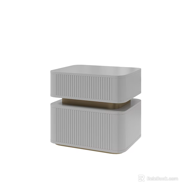Modern Bedside Table With Striped Design Two Tiered Structure And Gold Accents 3d model