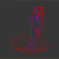 Artistic Decorative Light With Red Line Female Figure On Shell Base And Grey Background