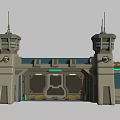 Military Defense Weapon System Featuring Fortified Walls And Watch Towers Structure