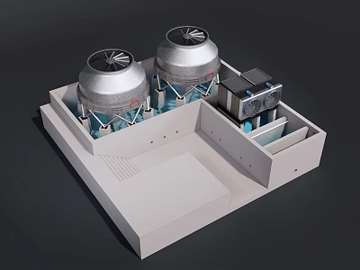 Industrial Equipment Featuring Two Silver Cylindrical Tanks White Mounting Base And Black Control Unit 3d model