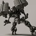 Futuristic Mech Robot Game Movie Character With Heavy Machine Gun And Detailed Armor