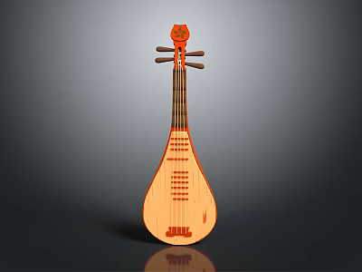 Traditional Chinese Wooden Pipa String Instrument With Handcrafted Design For Musical Use 3d model