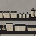 Elegant Home Fragrance Display With Scented Bottles And White Boxes On Shelves