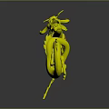 Green Dragon 3D Artwork With Scaled Body Curved Horns Flowing Mane And Clawed Limbs