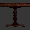 Traditional Octagonal Wooden Table With Dark Brown Tabletop Drawers And Pedestal Legs