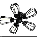 Black Metal Cage Ceiling Light With Five Warm Glow Bulbs For Home Interior 3d model
